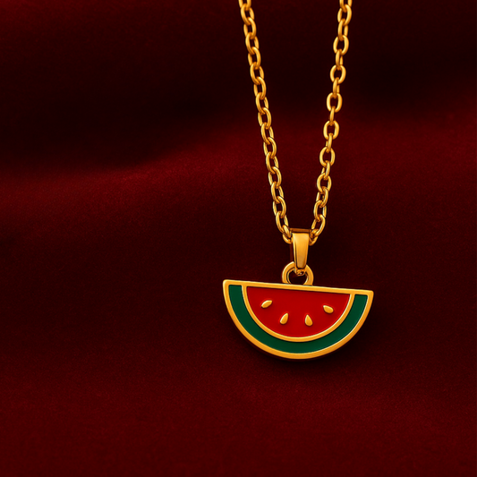 Stainless Steel Watermelon Pendant (Silver or Gold)